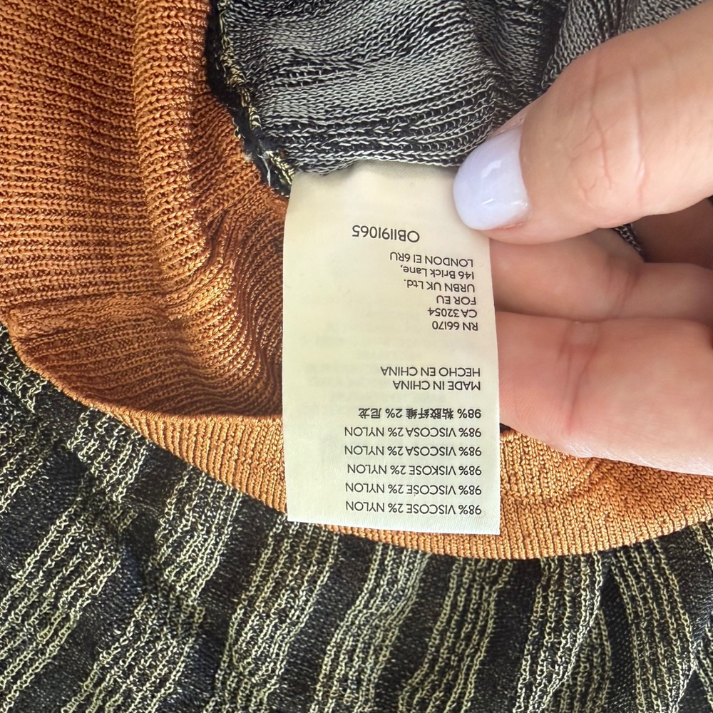 Free People Striped Ribbed Wrap Top in Olive, Gray and Rust - Picture 7 of 10